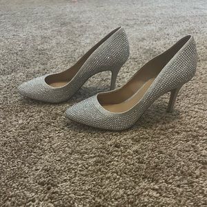 INC Silver Crystal Women's Zitah Embellished Pointed Toe Pumps.